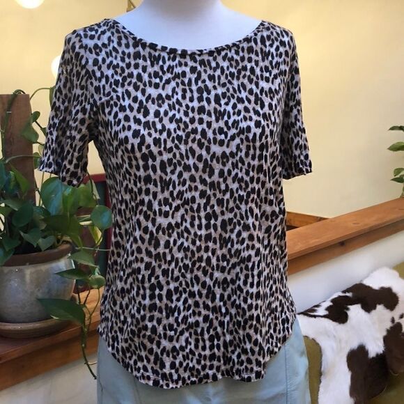 Loft linen leopard print tee - Picture 1 of 8